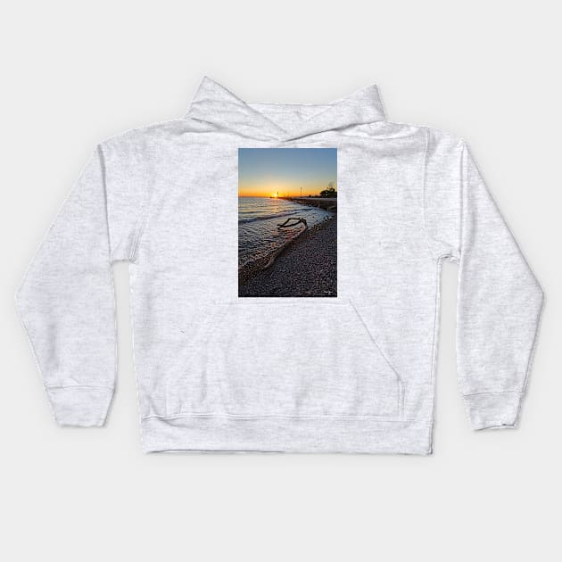 The Sun Sets on Another Day at the Beach Kids Hoodie by BrianPShaw